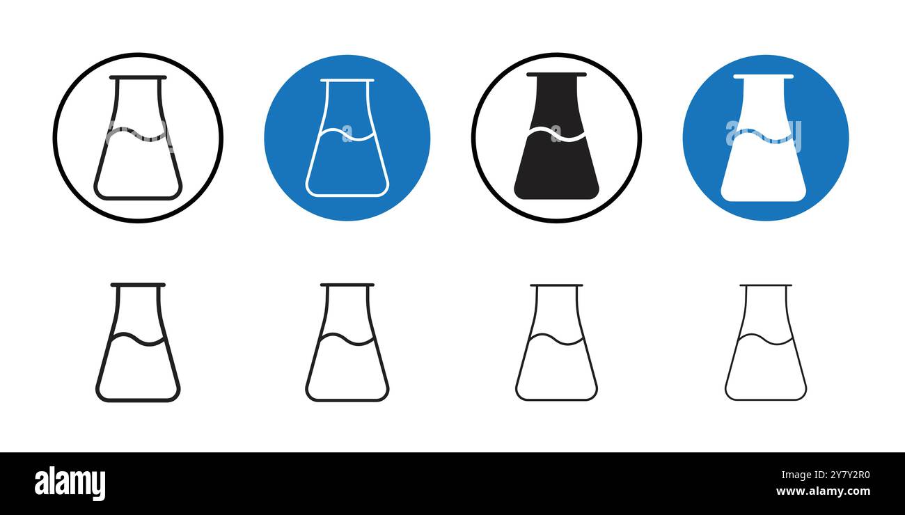 Flask icon Black line art vector in black and white outline set ...