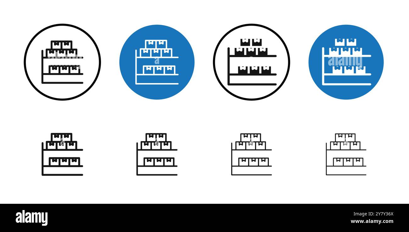 Inventory icon Black line art vector in black and white outline set ...