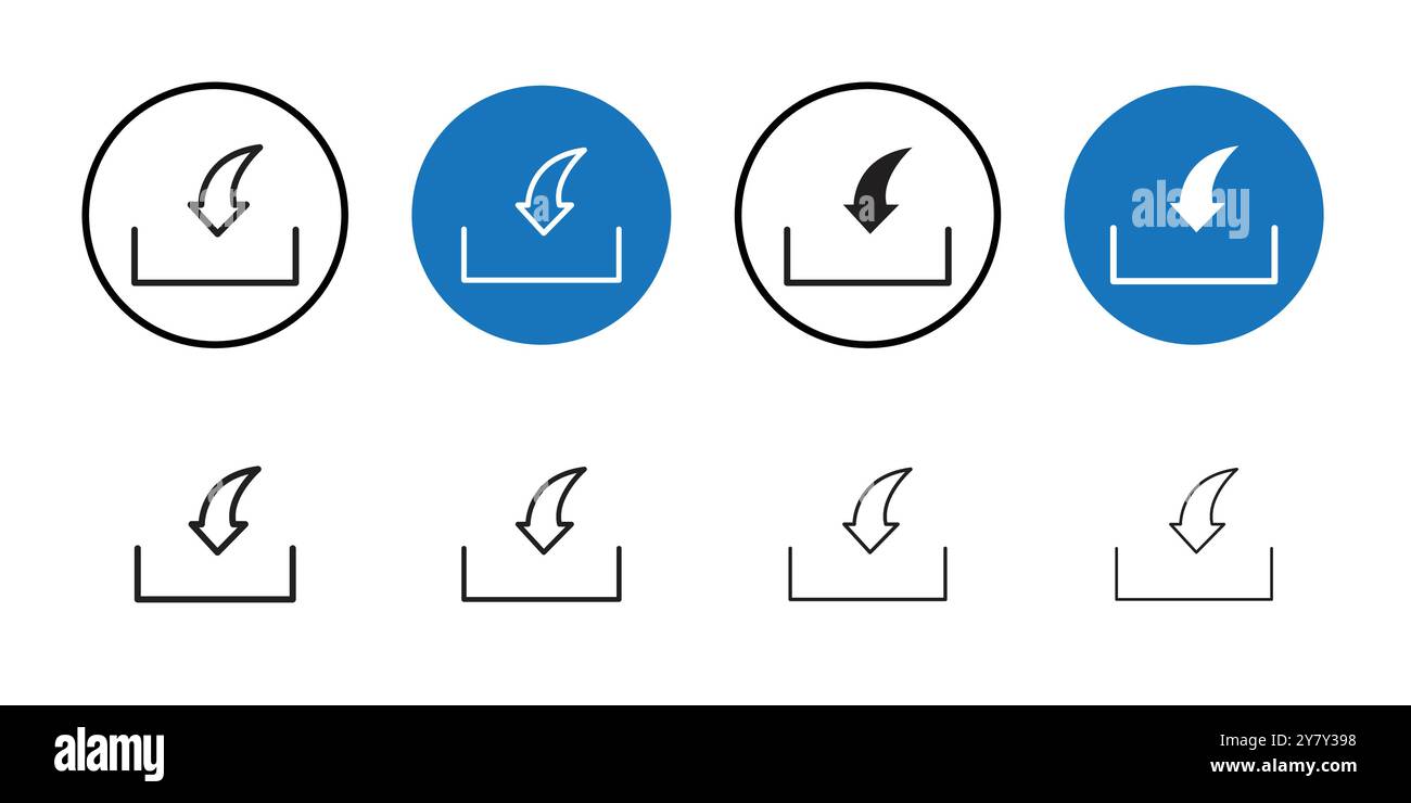 Import icon Black line art vector in black and white outline set ...