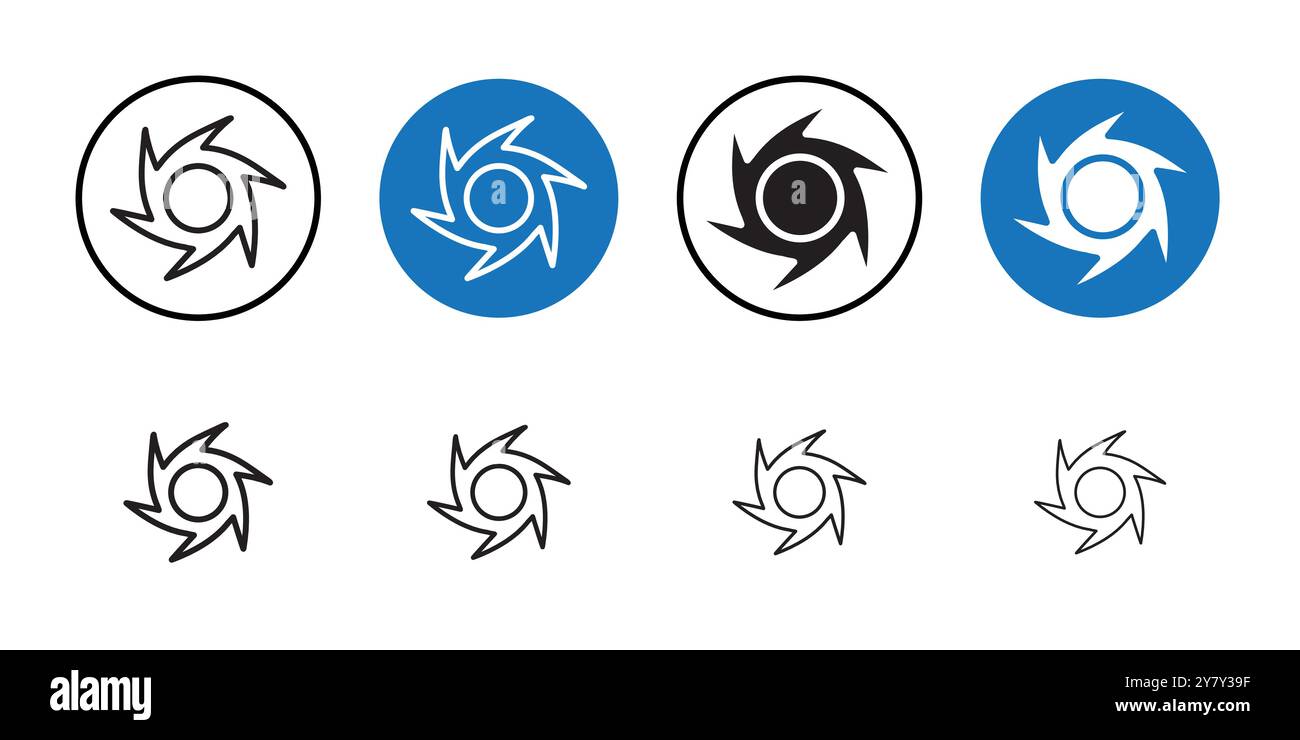 Hurricane icon Black line art vector in black and white outline set ...
