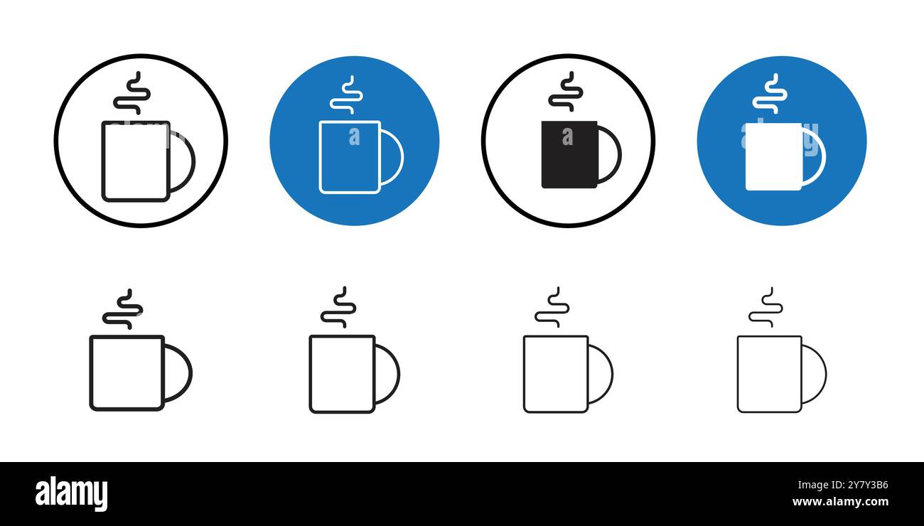 Hot coffee cup icon Black line art vector in black and white outline ...