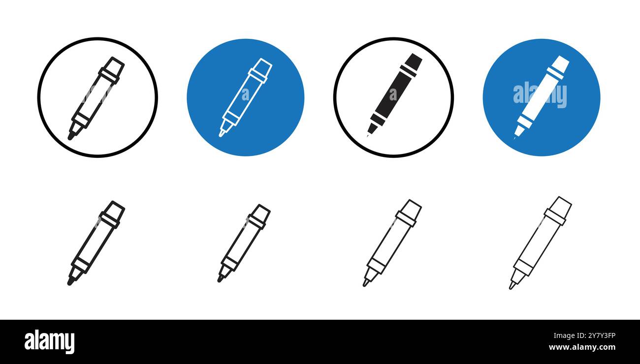 Marker icon Black line art vector in black and white outline set ...