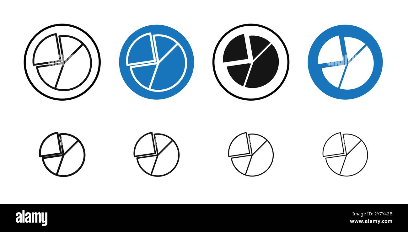 Pie Chart Icon (2) Black line art vector in black and white outline set ...