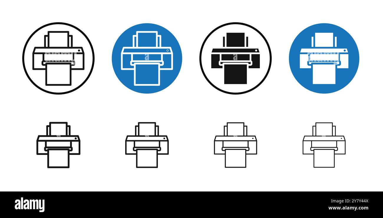 Print icon Black line art vector in black and white outline set ...