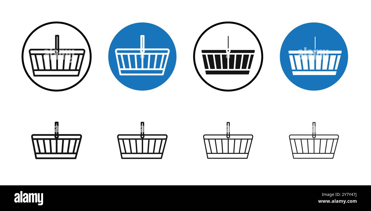 Shopping basket icon Black line art vector in black and white outline ...