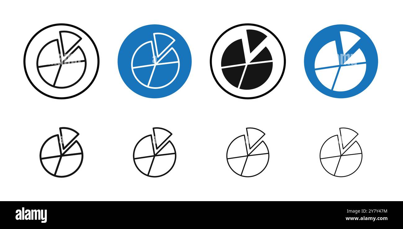 Pie chart icon (3) Black line art vector in black and white outline set ...