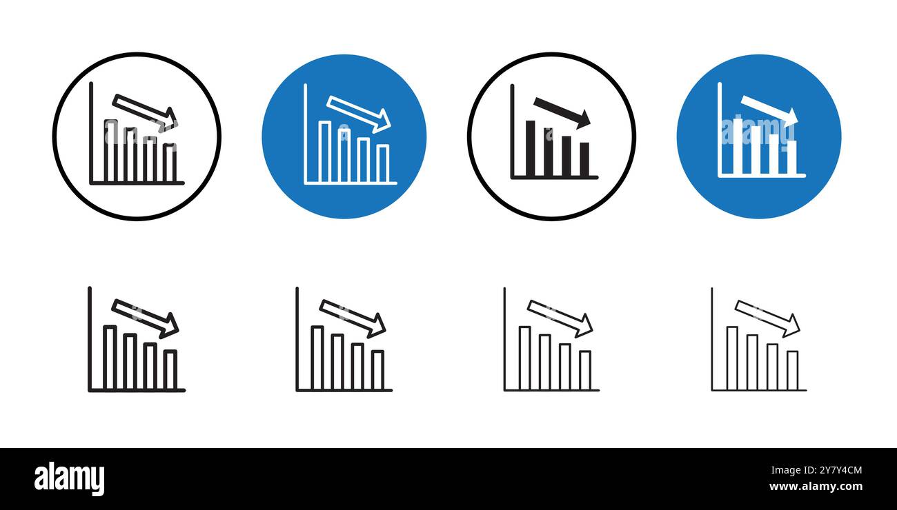 Reduction chart icon Black line art vector in black and white outline ...