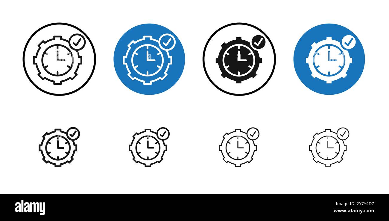 Time management icon Black line art vector in black and white outline ...