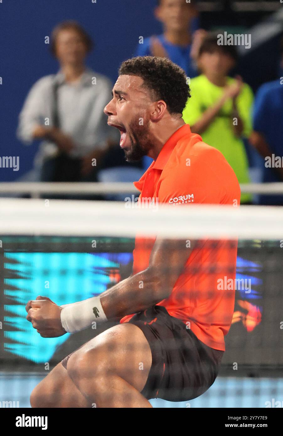 Tokyo, Japan. 1st Oct, 2024. Arthur Fils of Francei reacts to audience as he won the Japan Open Tennis championships at the Ariake Colosseum in Tokyo on Tuesday, October 1, 2024. Fils defeated his compatriot Ugo Humbert in the final. (photo by Yoshio Tsunoda/AFLO) Stock Photo
