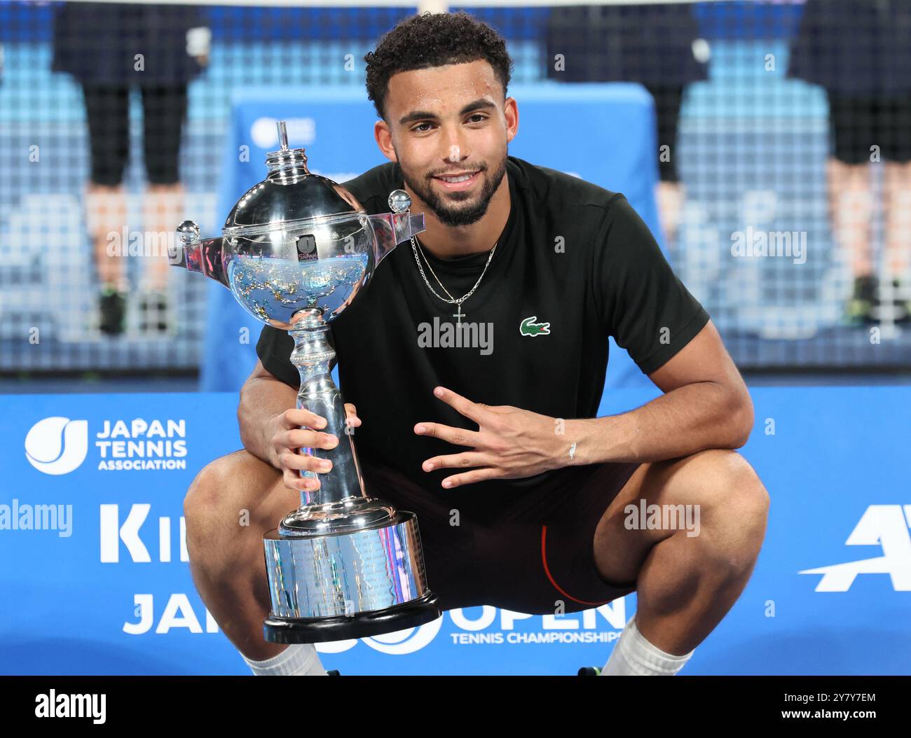 Tokyo, Japan. 1st Oct, 2024. Arthur Fils of Francei poses with a trophy as he won the Japan Open Tennis championships at the Ariake Colosseum in Tokyo on Tuesday, October 1, 2024. Fils defeated his compatriot Ugo Humbert in the final. (photo by Yoshio Tsunoda/AFLO) Stock Photo