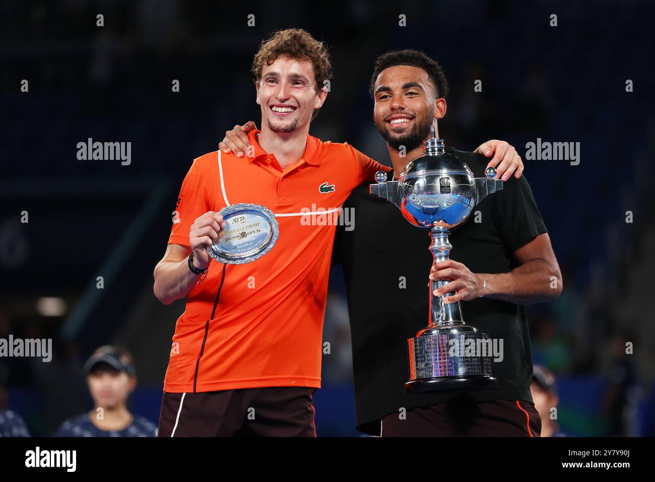 Tokyo, Japan. 1st Oct, 2024. (L to R) Ugo Humbert (FRA), Arthur Fils (FRA) Tennis : Kinoshita Group Japan Open Tennis Championships 2024 Men's Singles Award Ceremony at Ariake Coliseum in Tokyo, Japan . Credit: Naoki Morita/AFLO SPORT/Alamy Live News Stock Photo