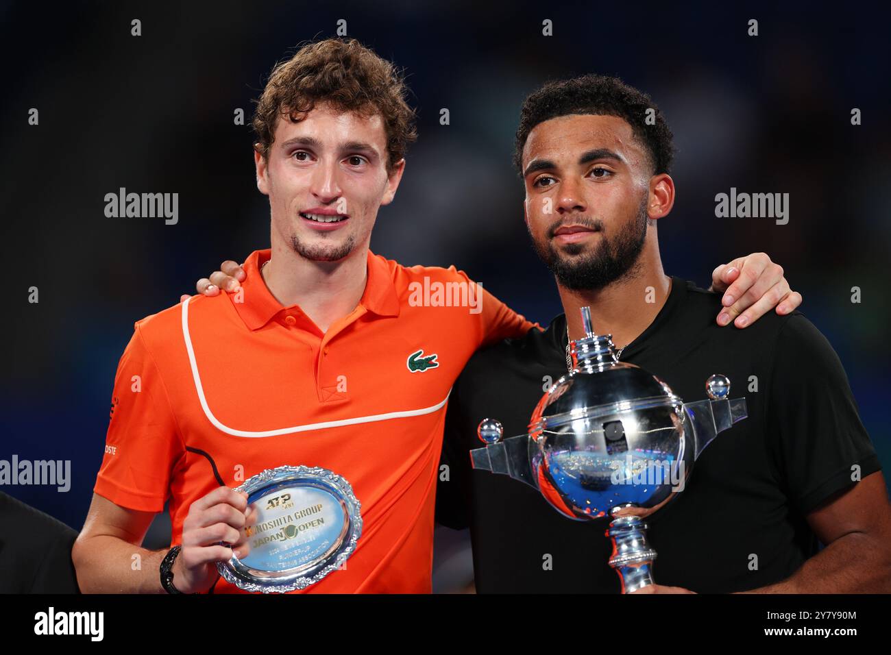 Tokyo, Japan. 1st Oct, 2024. (L to R) Ugo Humbert (FRA), Arthur Fils (FRA) Tennis : Kinoshita Group Japan Open Tennis Championships 2024 Men's Singles Award Ceremony at Ariake Coliseum in Tokyo, Japan . Credit: Naoki Morita/AFLO SPORT/Alamy Live News Stock Photo