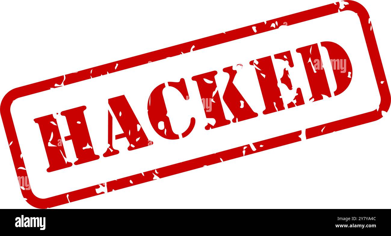 Hacked red rubber stamp vector with texture isolated Stock Vector