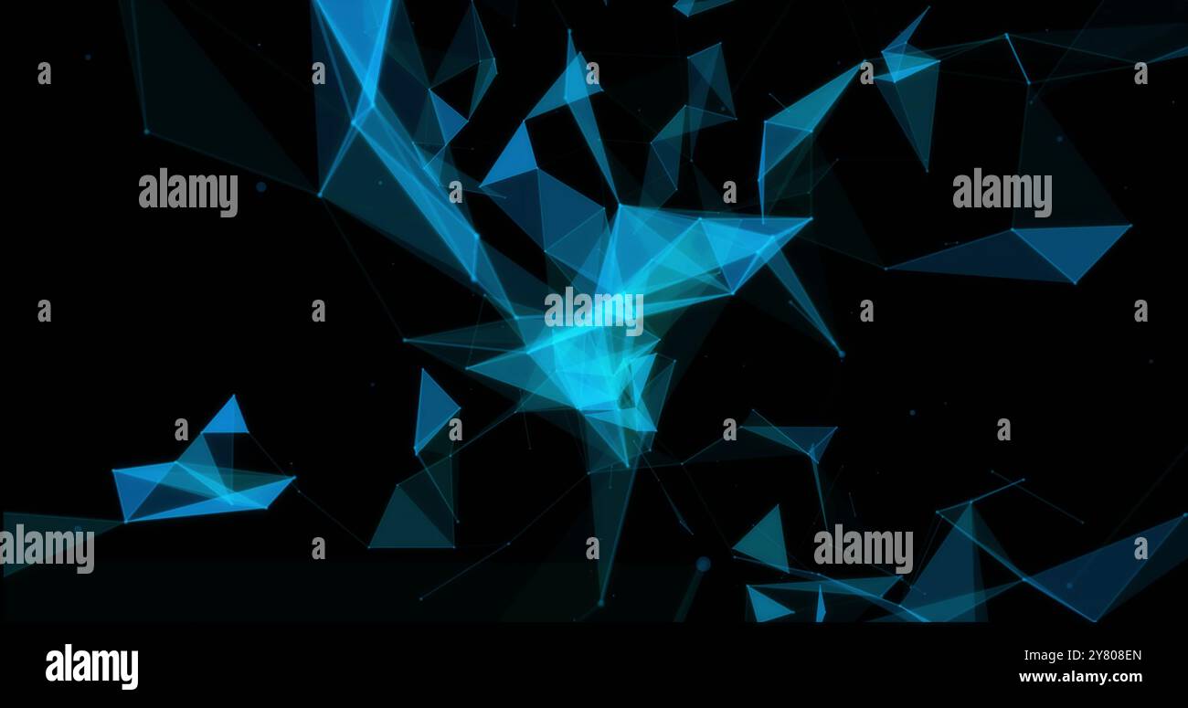Image of glowing blue light trails moving over black background Stock ...