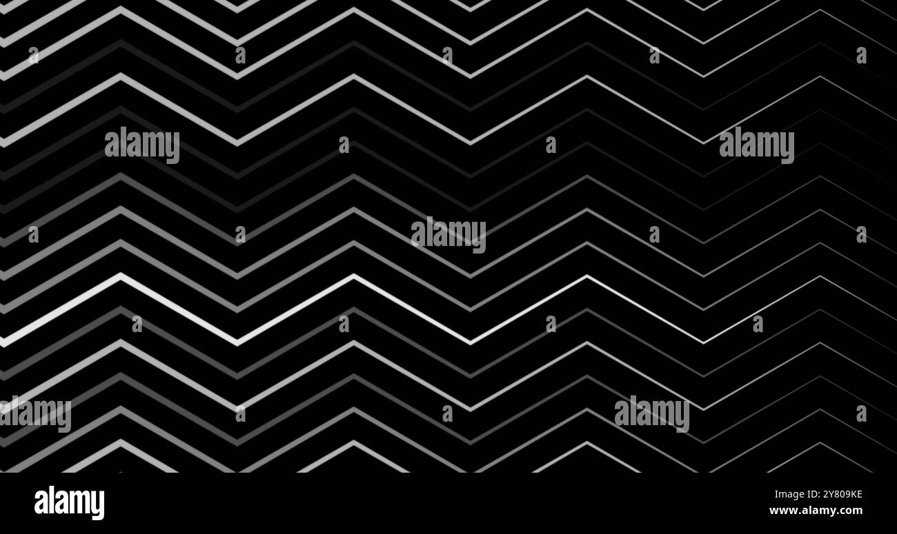 Image of white and grey zigzag shapes moving over black background ...