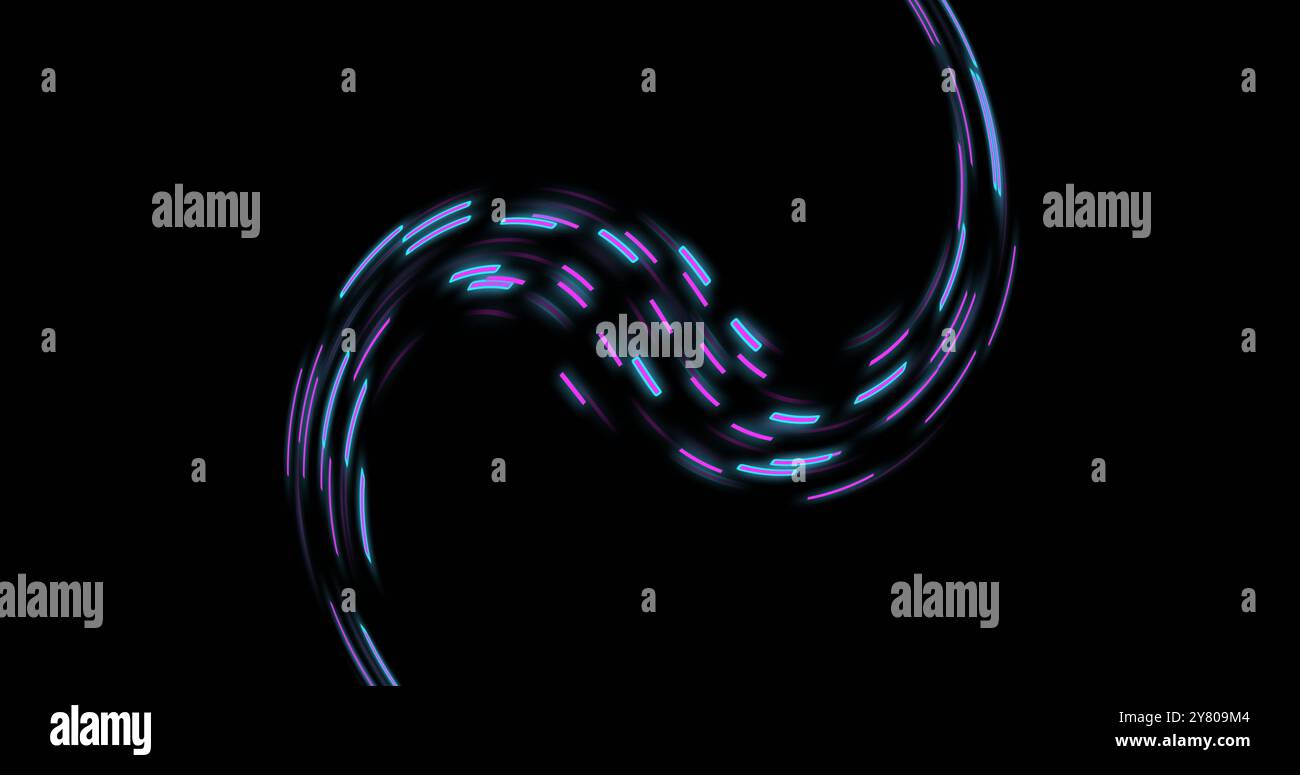 Image of glowing light trails moving over black background Stock Photo ...
