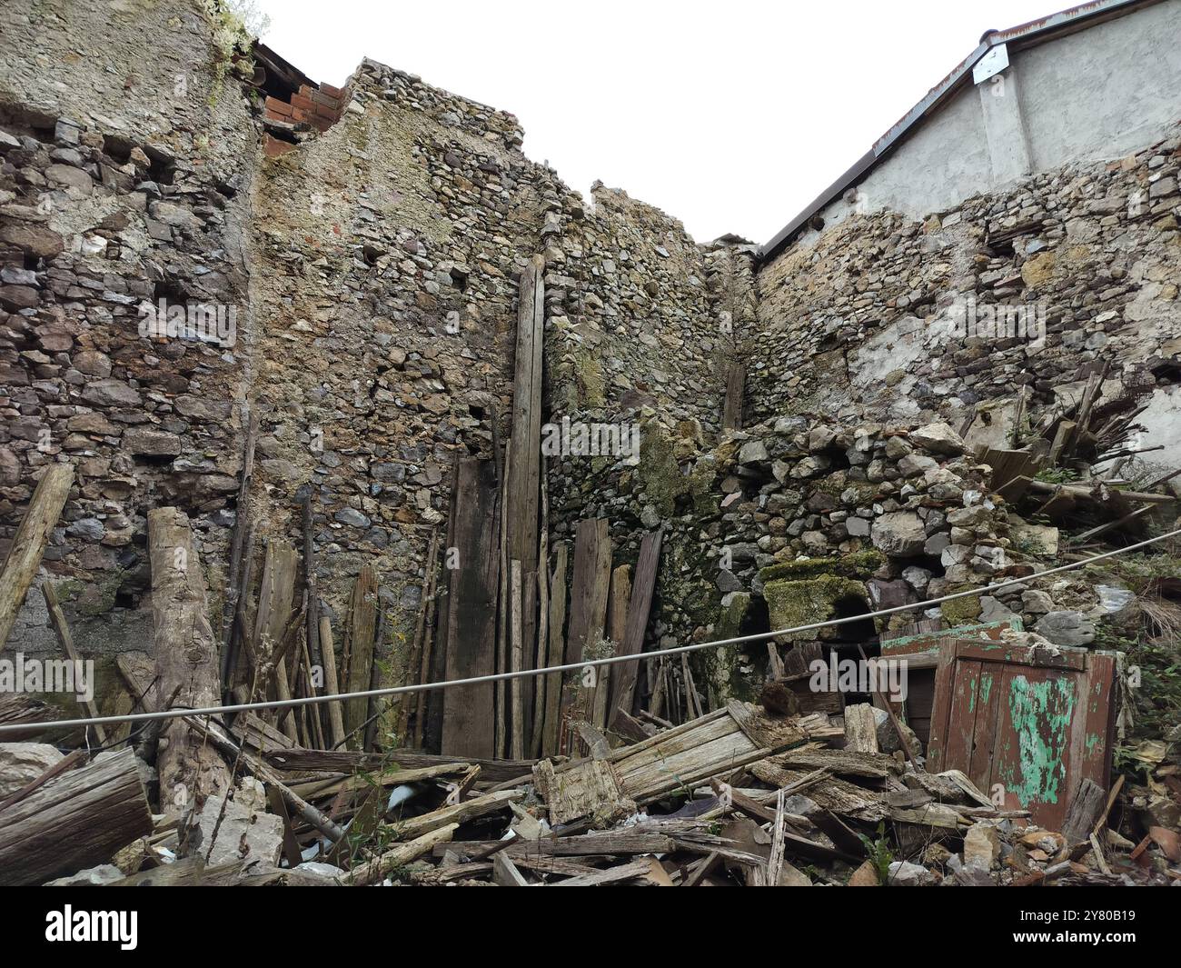 Fallout style ruins, post apocalyptic scenes from Italy - Smartphone Captured Stock Image