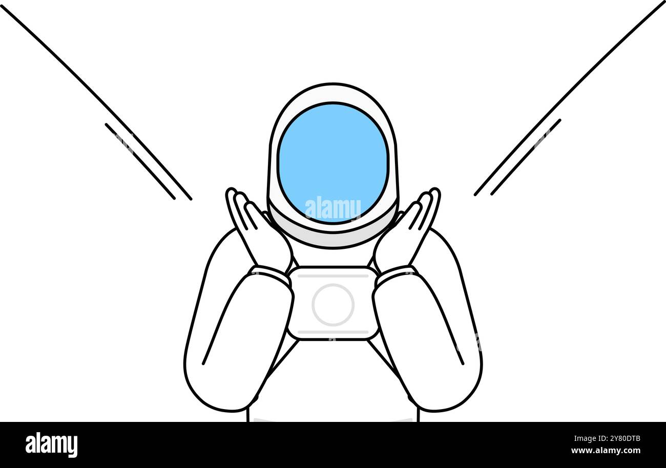 Astronaut calling out with his hand over his mouth, Vector Illustration ...