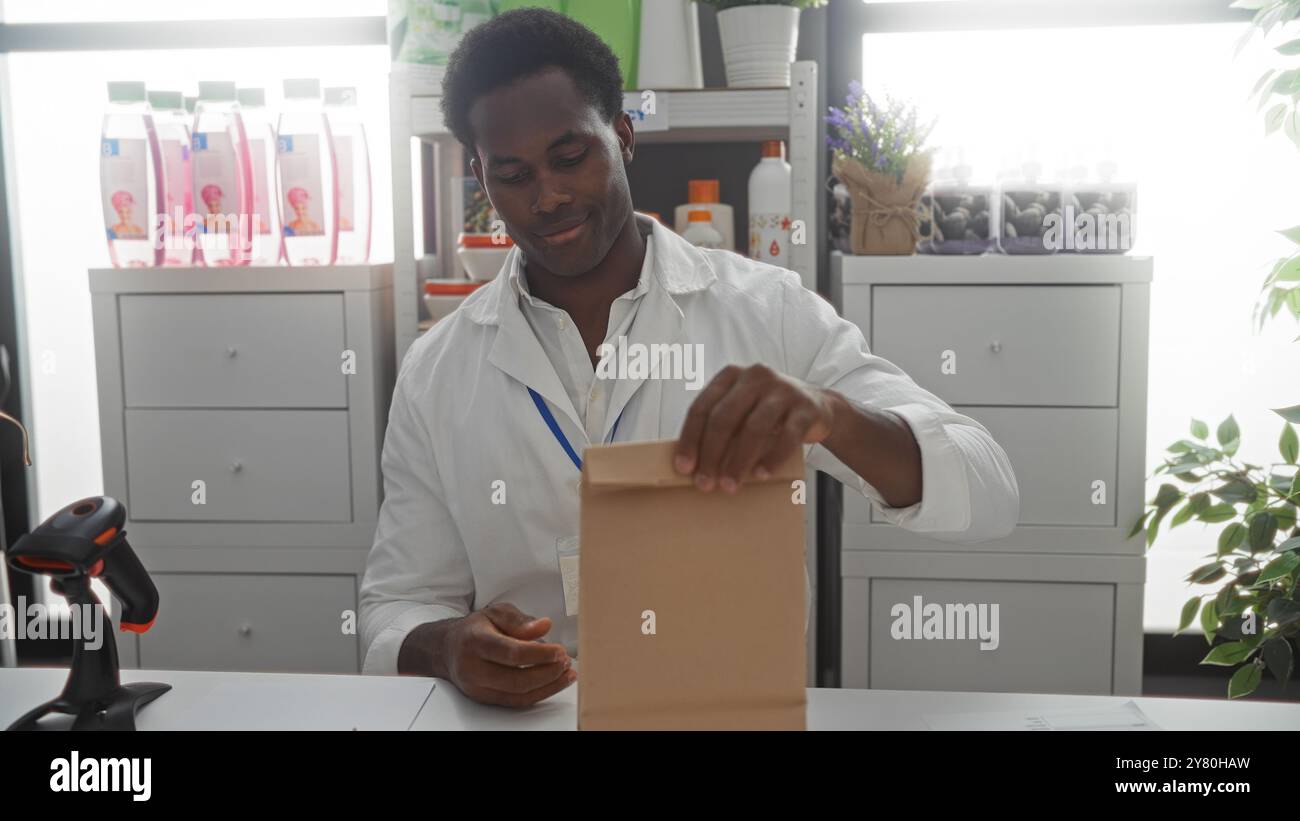 African american people packing products hi-res stock photography and ...