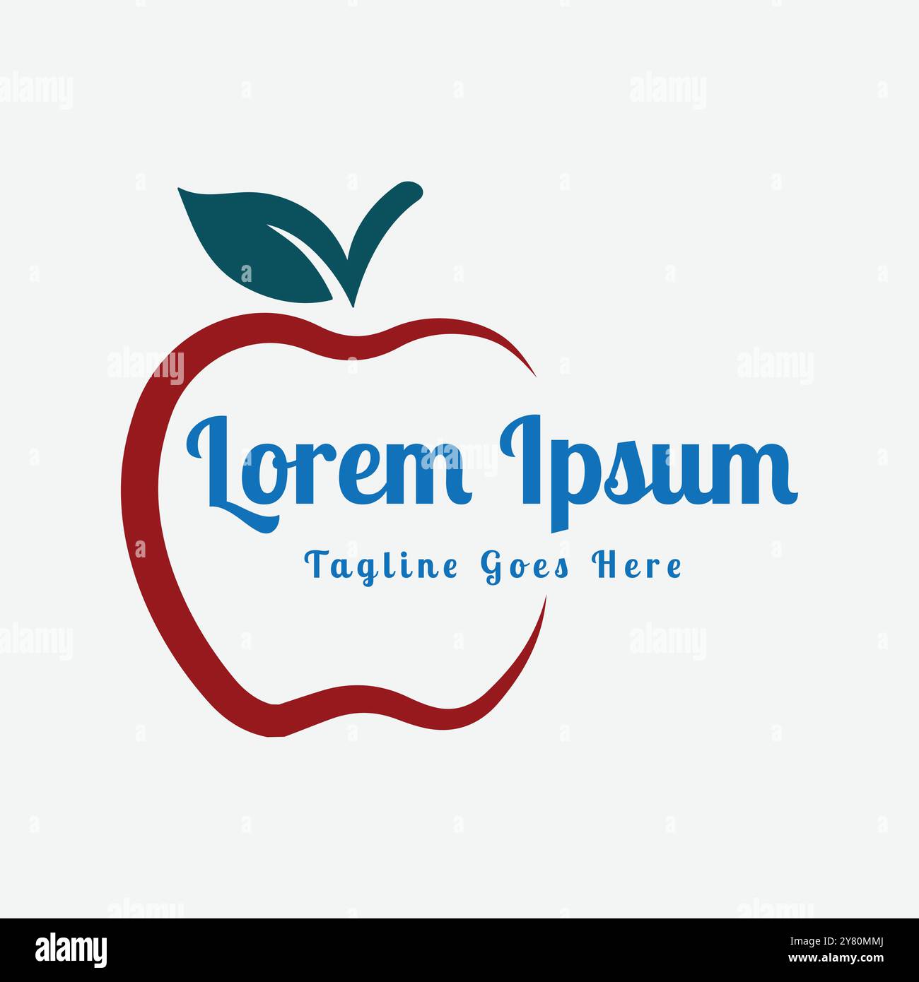 Simple Minimalist Apple Fruit Line Style Logo Design Vector Stock Vector