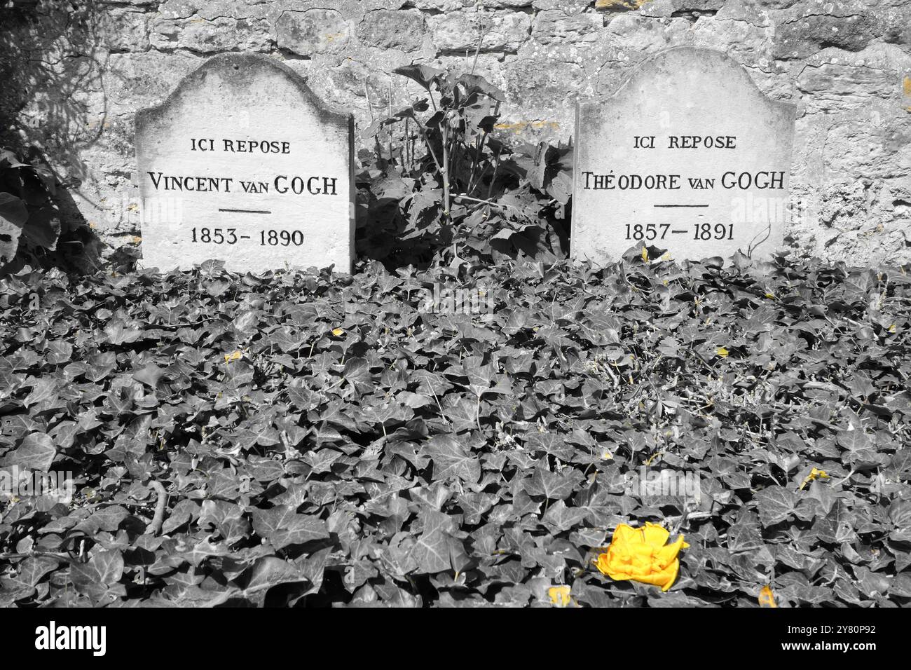 Final resting place of Vincent and Theo Van Gogh, Auvers sur Oise, France Stock Photo