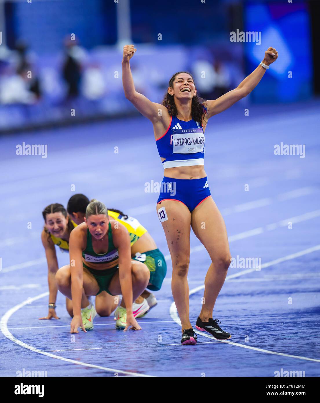 Lazraq Auriana Lazraq-Khlass celebrating and waving to the French crowd during ...