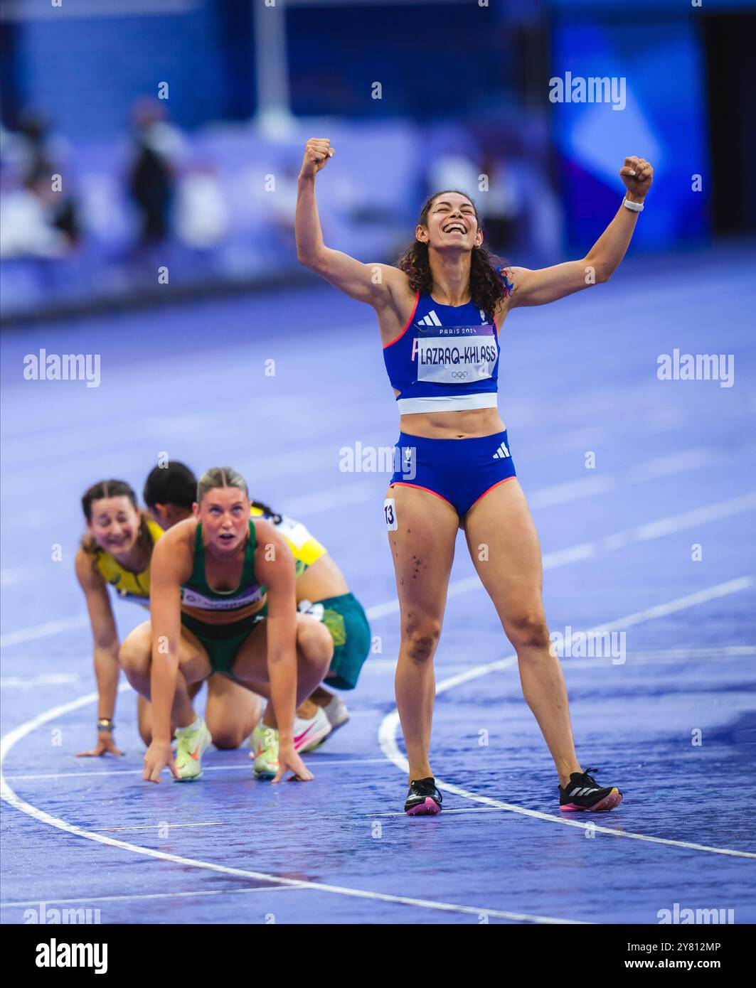 Lazraq Auriana Lazraq-Khlass celebrating and waving to the French crowd during ...