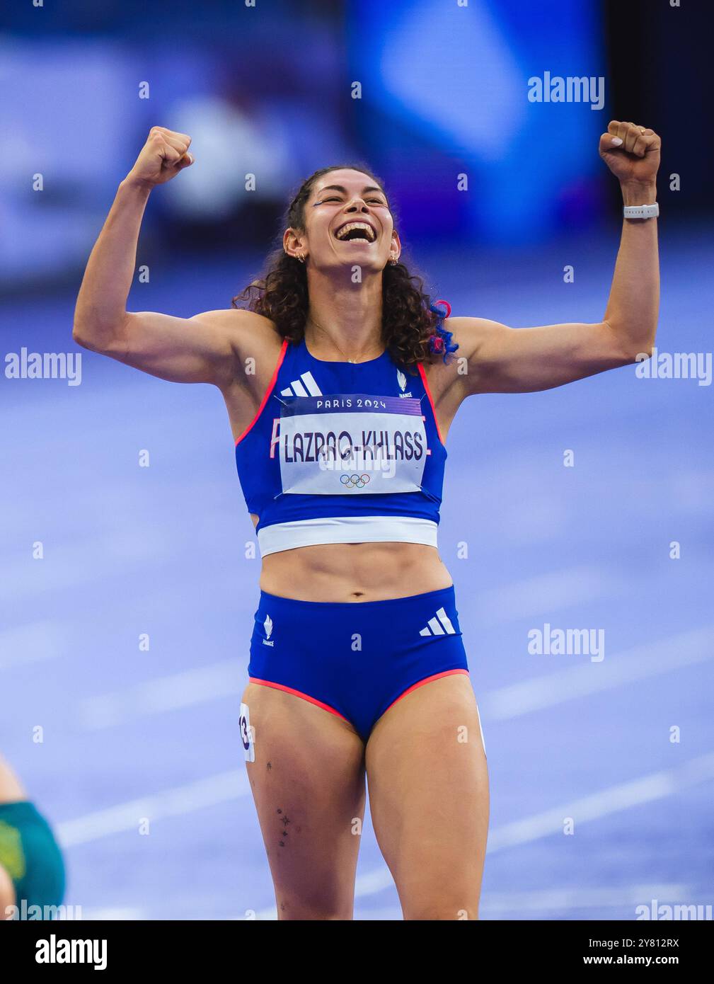 Lazraq Auriana Lazraq-Khlass celebrating and waving to the French crowd during ...