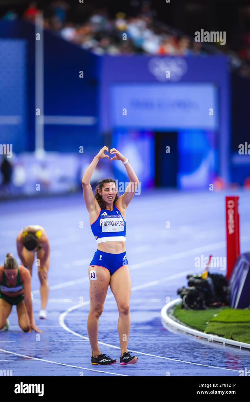Lazraq Auriana Lazraq-Khlass celebrating and waving to the French crowd during ...