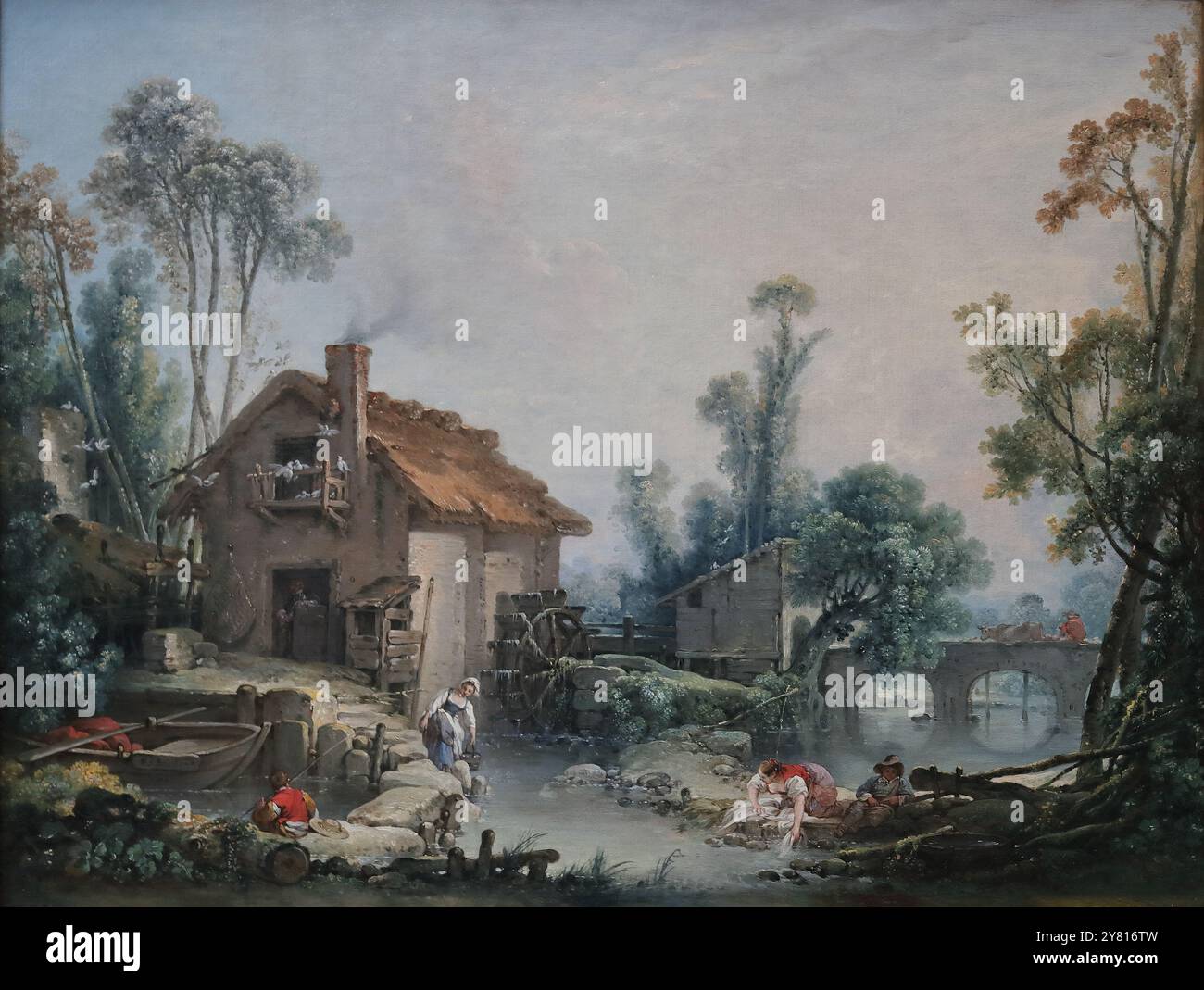 Landscape with a Watermill by French Rococo painter Francois Boucher at ...