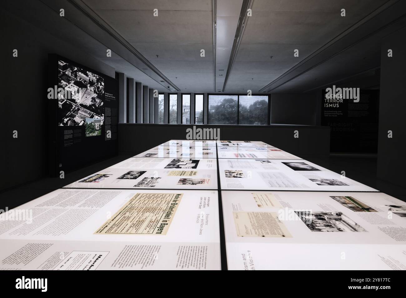 Munich, Germany - April 18, 2024: Exhibition hall in National Socialism Documentation Centre Museum (NS Dokumentationszentrum) Stock Photo
