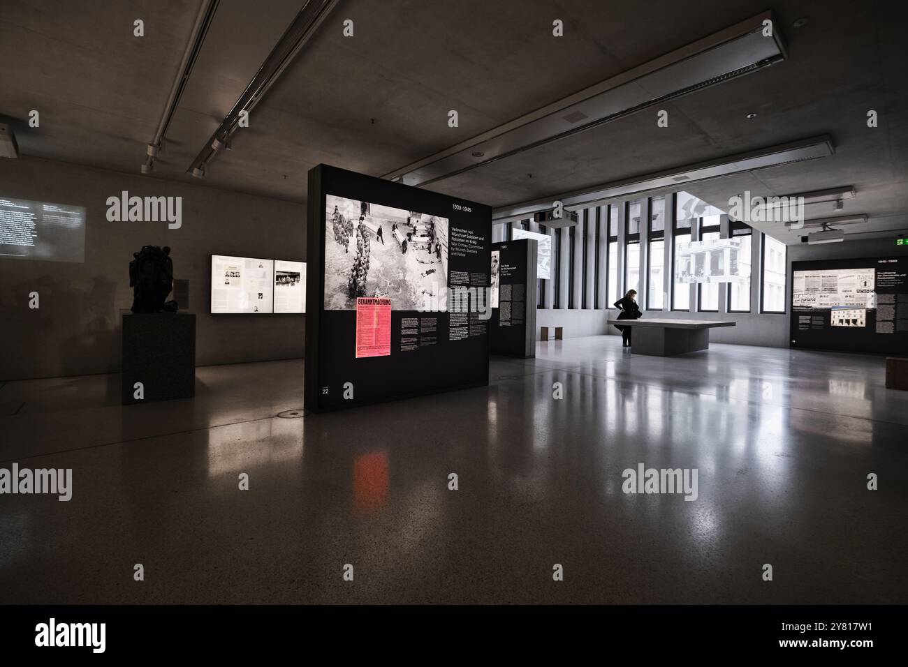 Munich, Germany - April 18, 2024: Exhibition hall in National Socialism Documentation Centre Museum (NS Dokumentationszentrum) Stock Photo