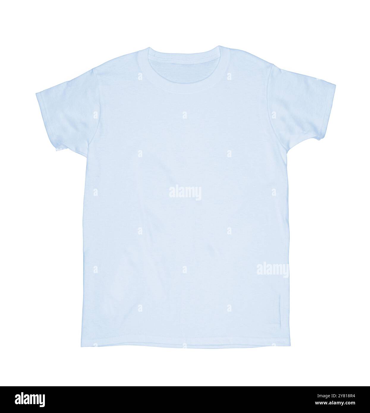 Empty blue T-shirt on a white background close-up Stock Photo