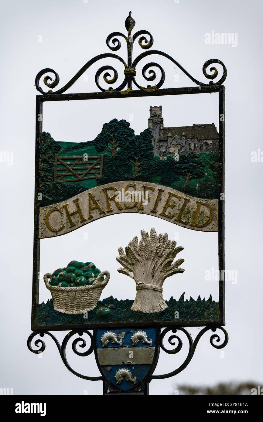 Charsfield village sign Stock Photo