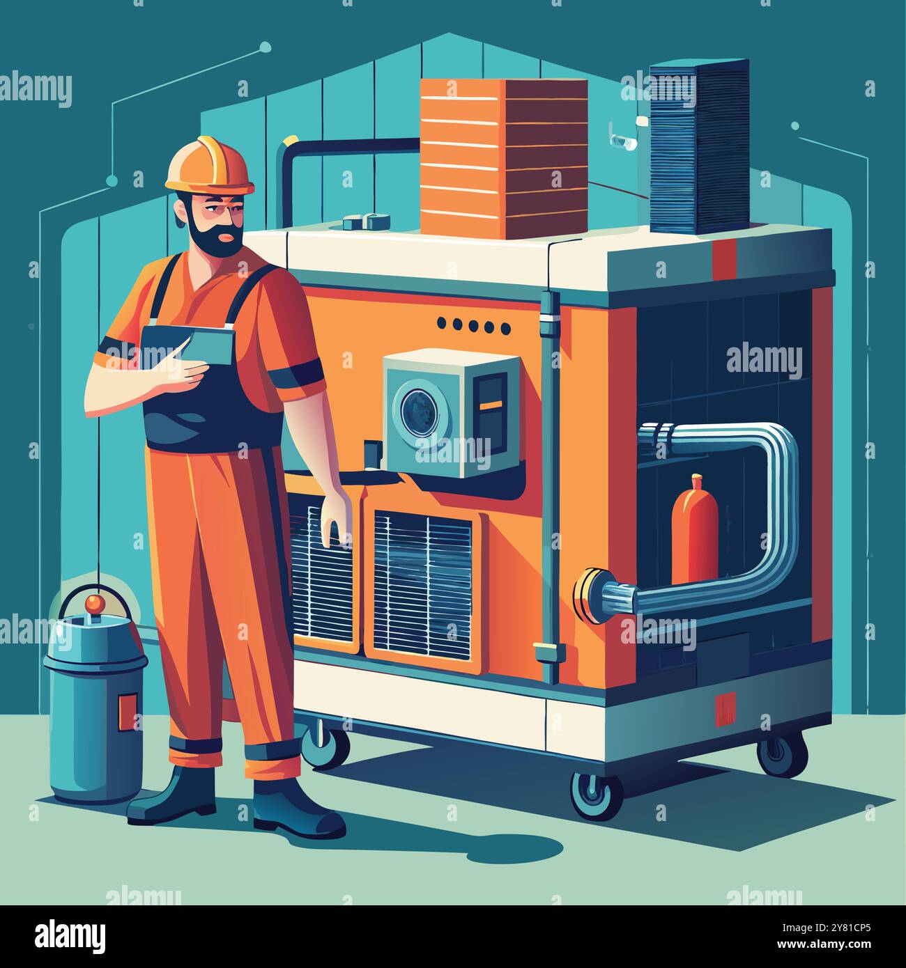 Inspecting plant Stock Vector Images - Alamy