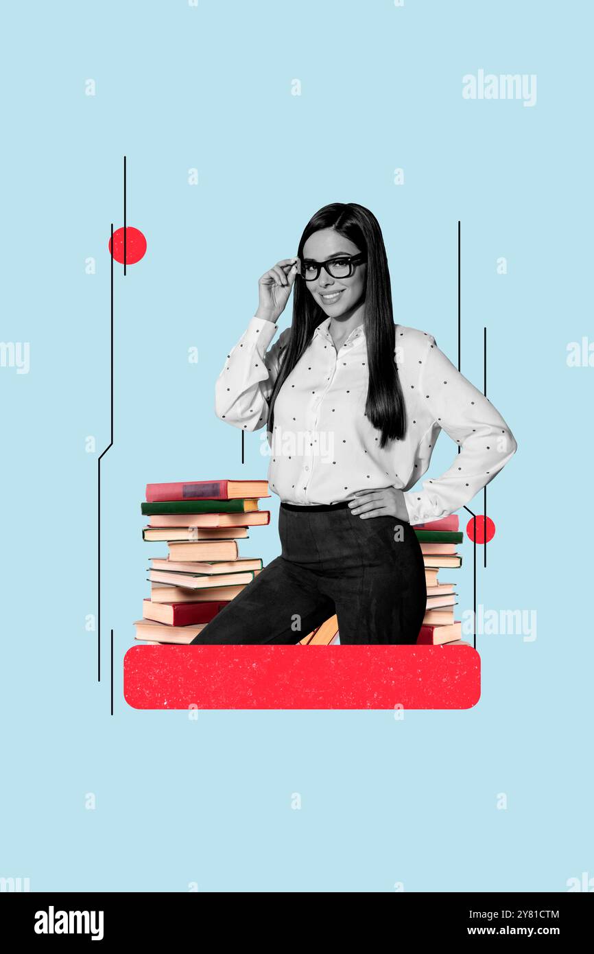 Vertical poster collage young attractive businesswoman student ...