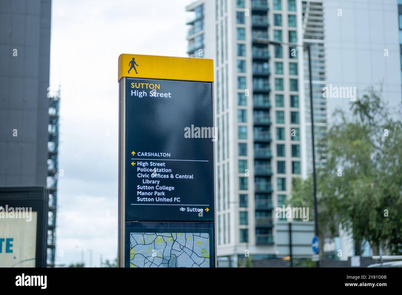 SUTTON, LONDON- SEPTEMBER 10, 2024: Sutton High Street. Town in south London and administrative headquarters of Borough of Sutton Stock Photo