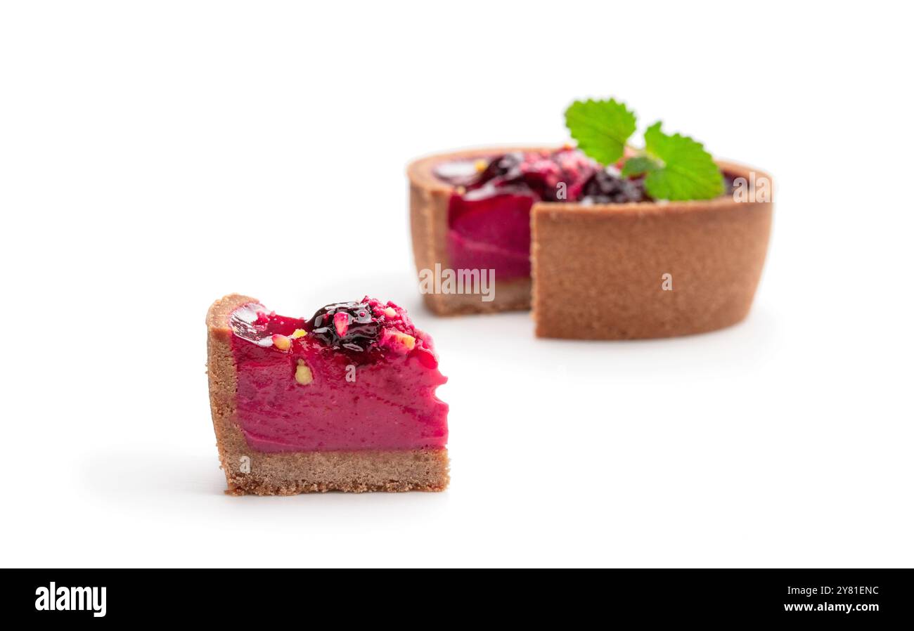 Small  cakes with currant isolated on white Stock Photo