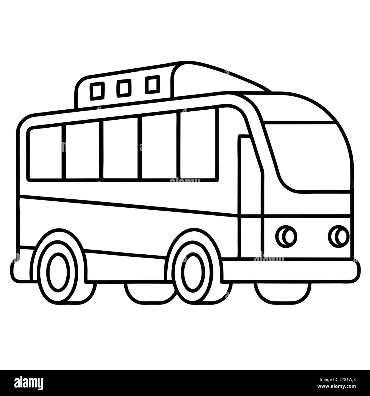 Simple line art illustration of a bus. perfect for transportation ...