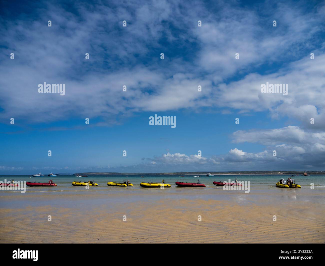 Line of Coloured Ribs, Porthminster Beach, St Ives, Cornwall, England ...