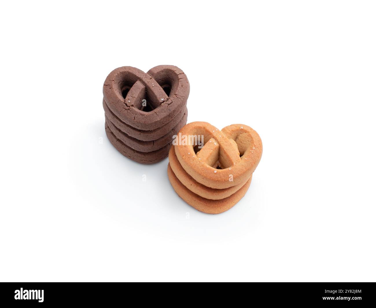 Heart  shaped Danish butter cookies isolated on white background Stock Photo