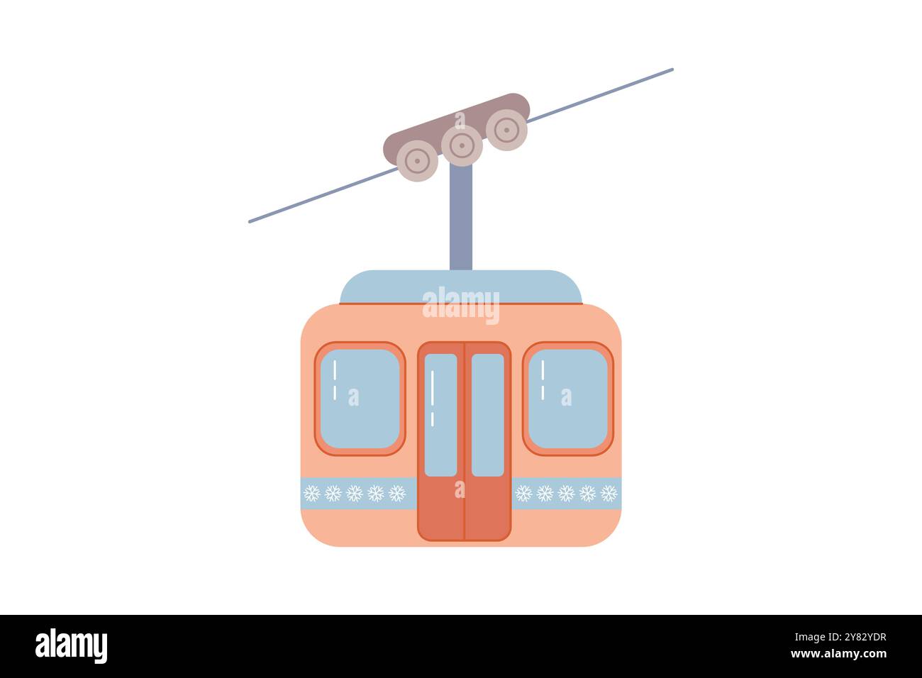 Cute pink cable way illustration on white background. Vector isolated Stock Vector