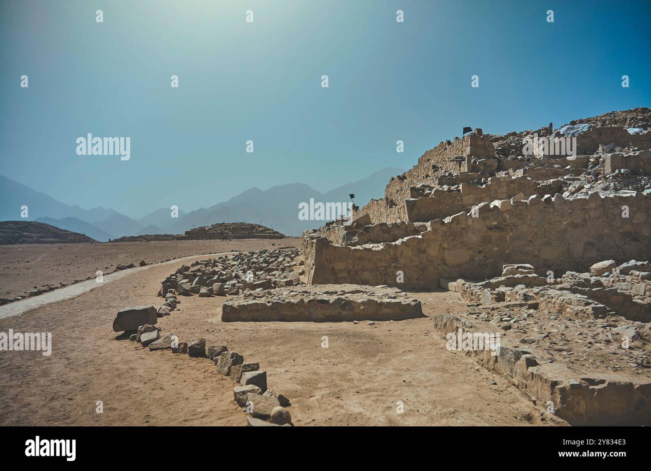 Caral Map The ancient archaeological site of Caral, near Supe, Barranca Province ...