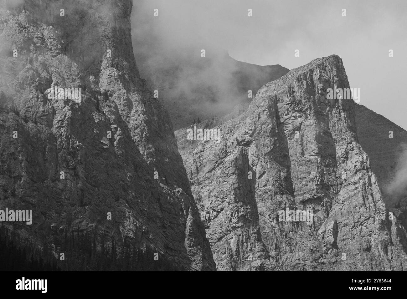 Black and white mountains peaks, Canadian Rockies, Alberta Stock Photo ...