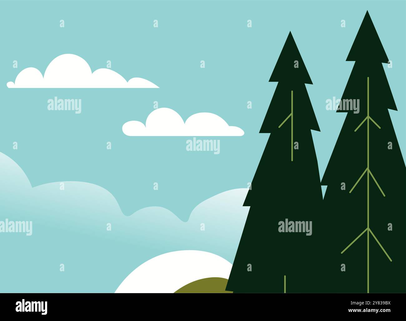 Peaceful Forest Landscape Scene vector Stock Vector Image & Art - Alamy