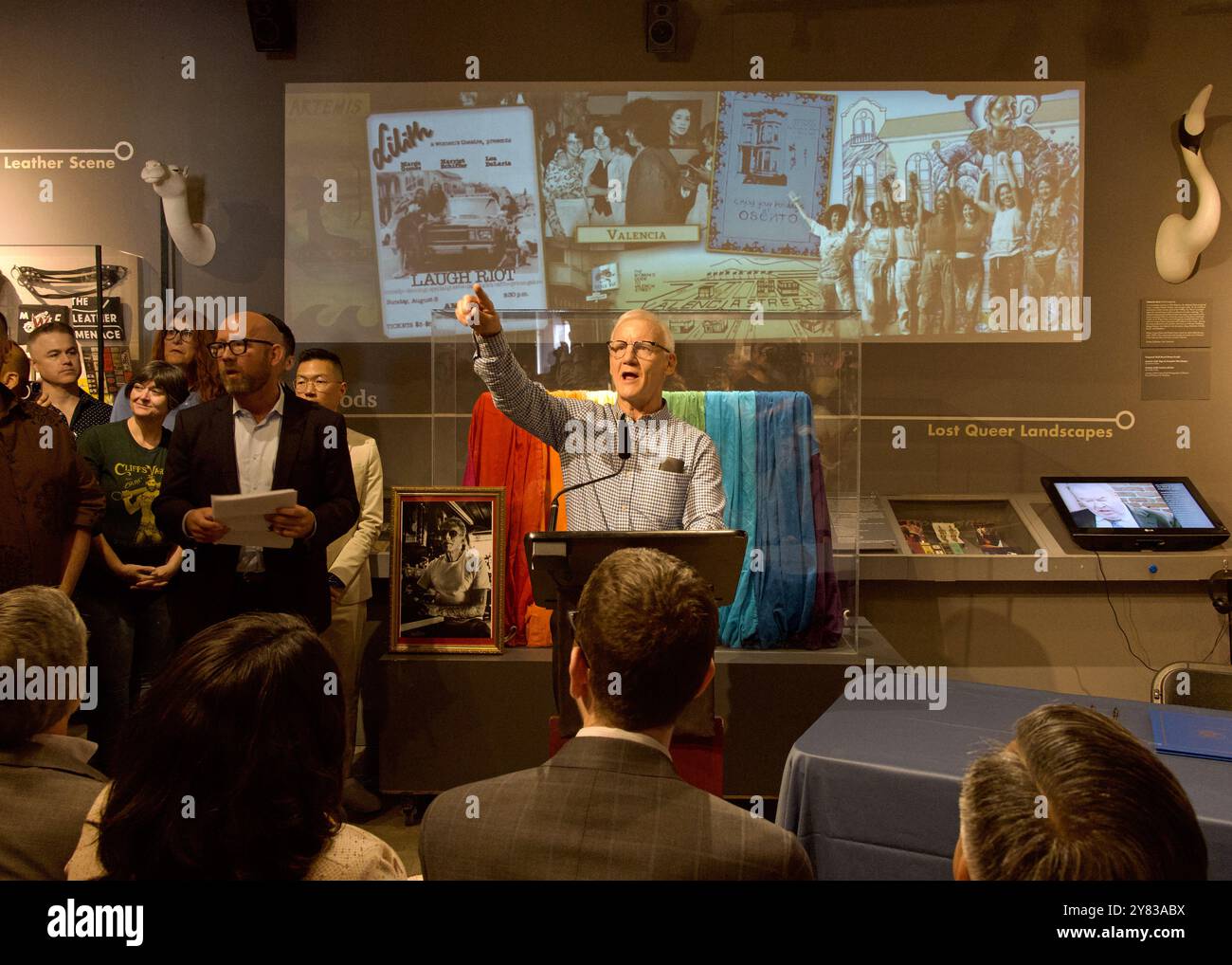 Landmarking San Francisco, CA - Sept 13, 2024: Charley Beal speaking at the Gilbert ...