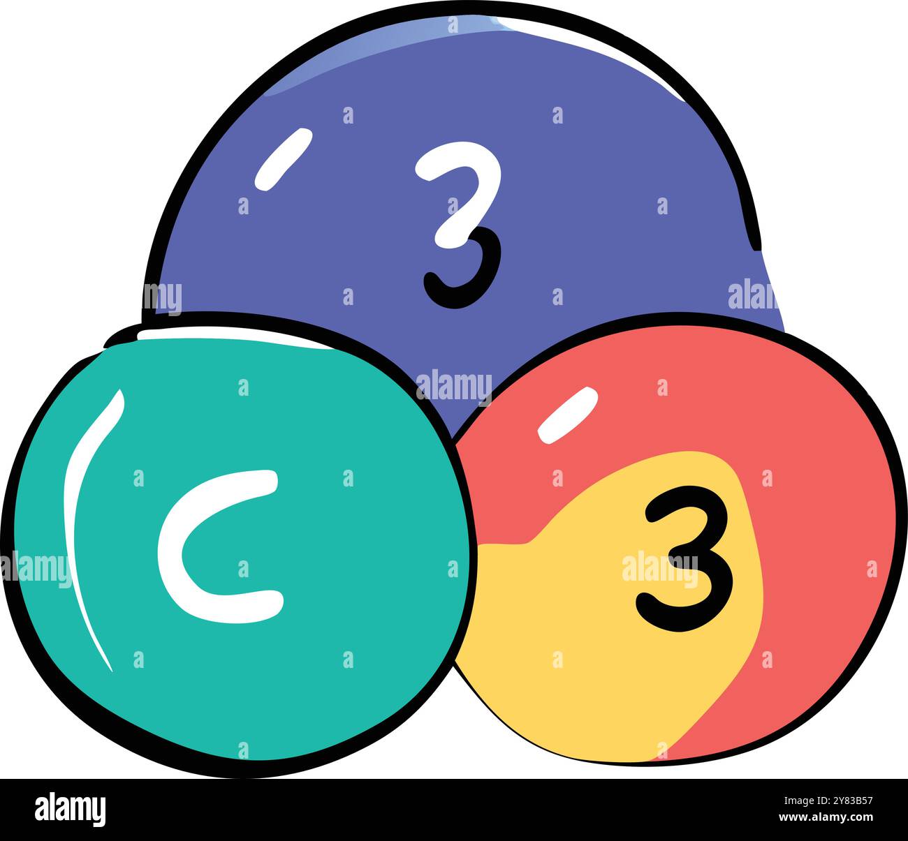 A colorful and playful illustration of three overlapping circles. each ...