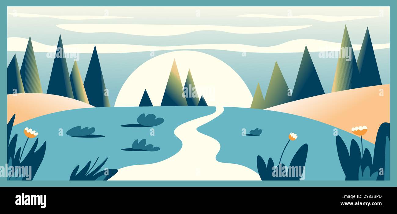 Sunrise sun over green Stock Vector Images - Alamy