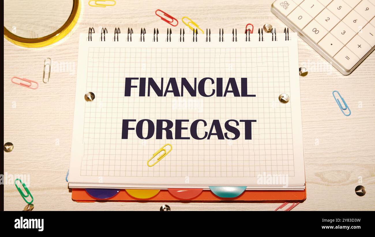 Business and financial concept. Text concept Financial Forecast written ...