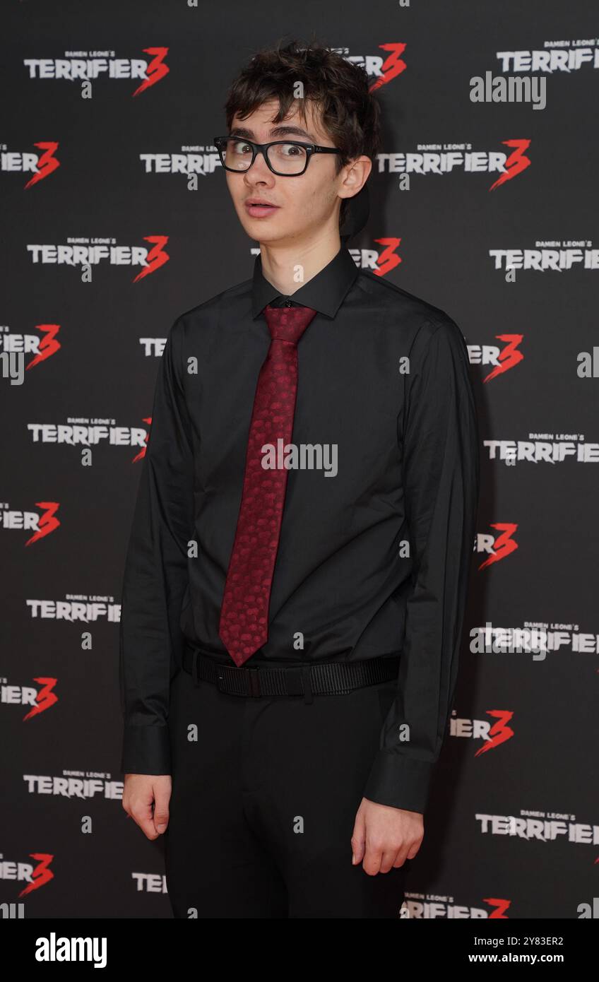 Elliott Fullam arriving for the UK gala screening of Terrifier 3 